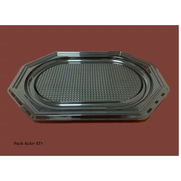 10 személyes műanyag tálca alj 8 szögletű fekete Pet 