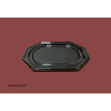 3 személyes műanyag tálca alj 8 szögletű fekete Pet 