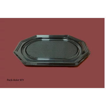 5 személyes műanyag tálca alj 8 szögletű fekete Pet 