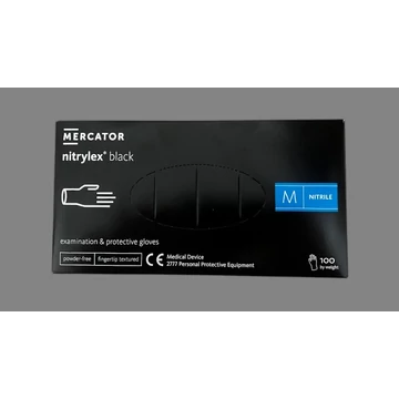 Higiéniai Kesztyű Nitril Fekete/púder mentes M 100 db