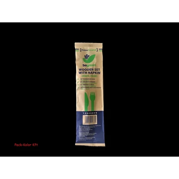 Fa evőeszköz szett csomagolt 2+1 ( kés villa szalvéta )