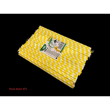 Papír szívószál 25 cm sárga