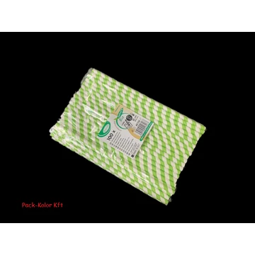 Szívószál Papír  25 cm zöld