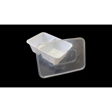 Szögletes osztott elviteles doboz tetővel 600 ml 60/40 osztással