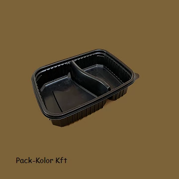 Szögletes elviteles doboz 1200 ml Fekete osztott