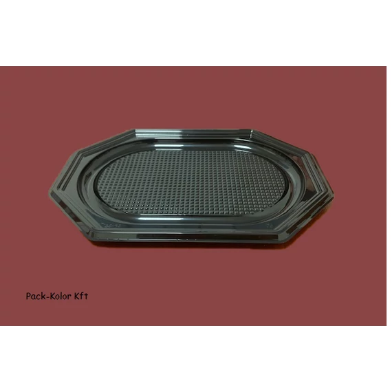 5 személyes műanyag tálca alj 8 szögletű fekete Pet 