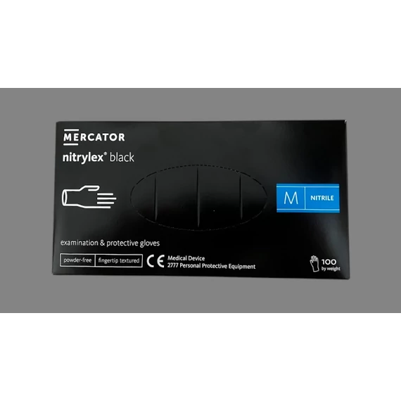 Higiéniai Kesztyű Nitril Fekete/púder mentes M 100 db