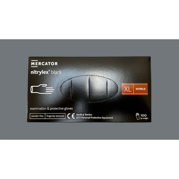 Nitril púdermentes kesztyű Fekete XL-es méretben. 100db/#