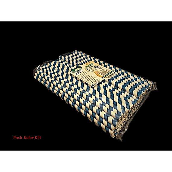 25 cm papír szívószál kék