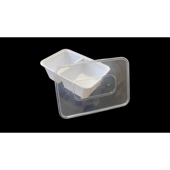 Szögletes osztott elviteles doboz tetővel 600 ml 60/40 osztással