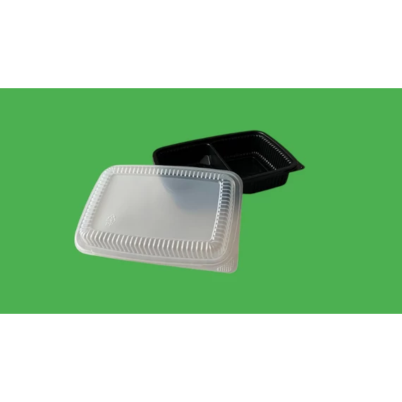 Prémium osztott fekete tál  fedél 1000 ml dobozra